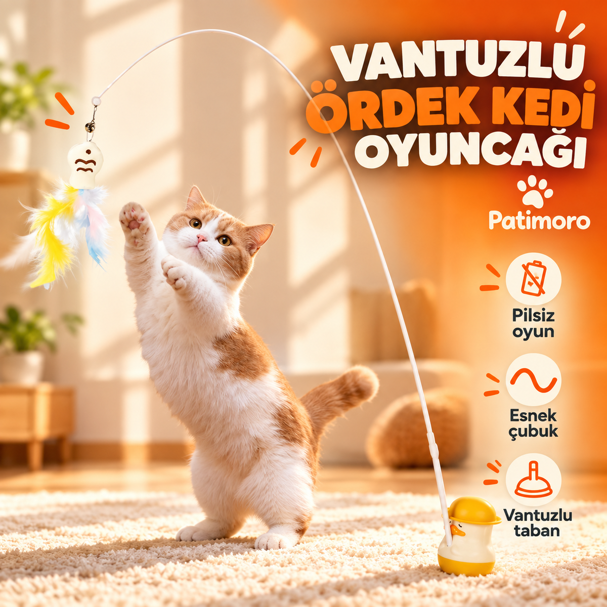 Patimoro vantuzlu ördek kedi oyuncağı ana görsel